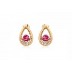 Premium quality rose gold plated modern drop earrings with pink and white swiss CZ diamonds earrings